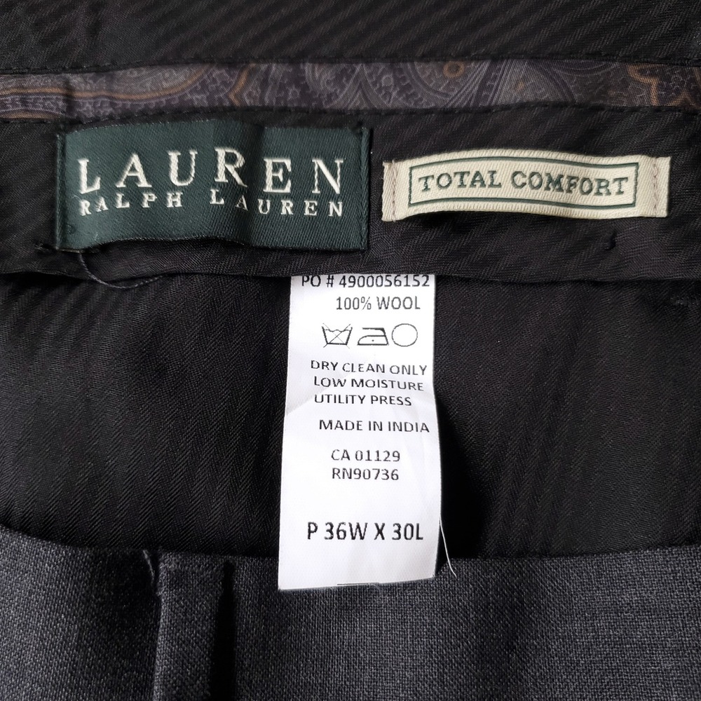 Lauren Ralph Lauren Pleated Wool Pants Men 36x30 Gray Total Comfort Quiet Luxury - Picture 7 of 9